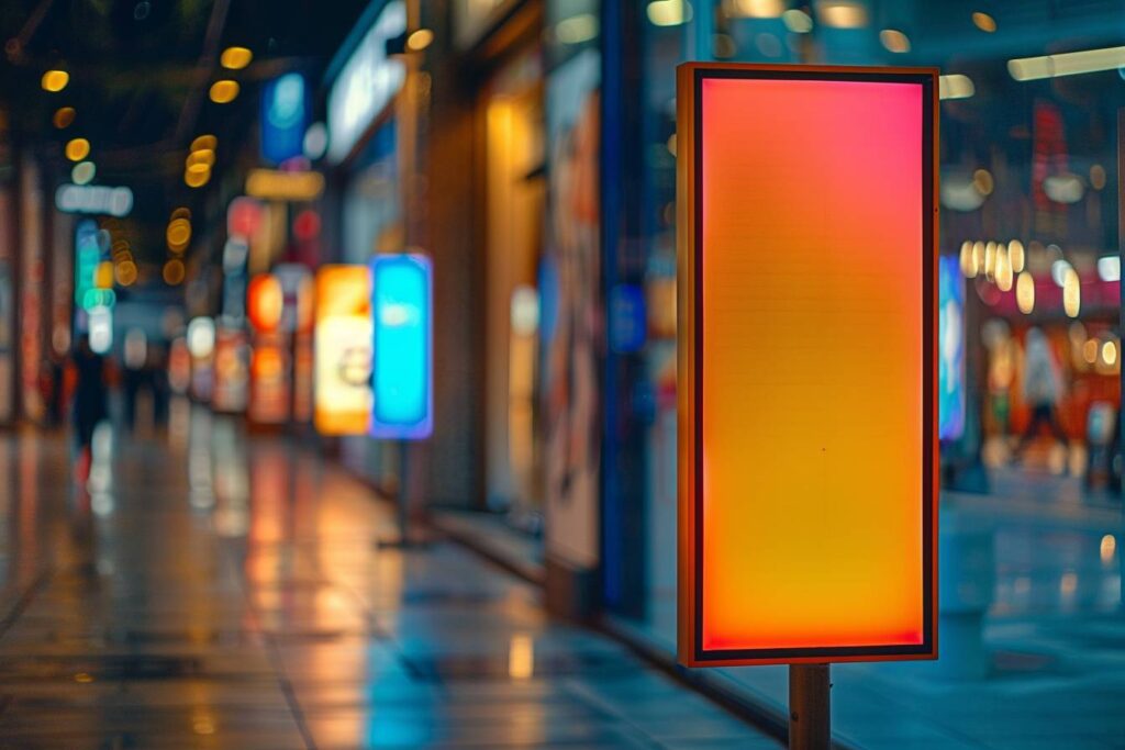 Enseigne lumineuse sur façade de magasin moderne