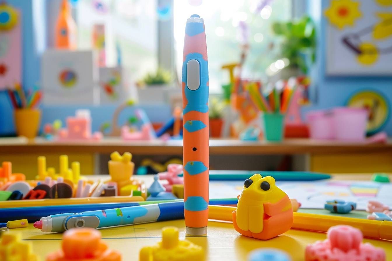 stylo 3D coloré entre les mains d'un enfant curieux